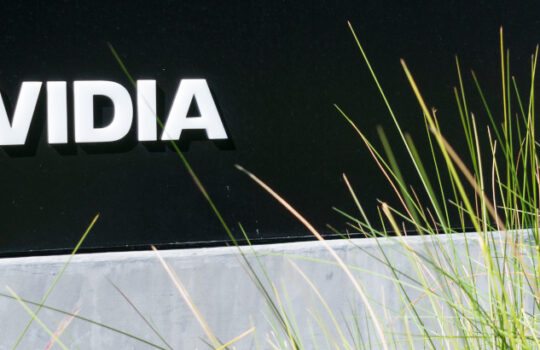 Nvidia logo and sign at company headquarters in Silicon Valley, high-tech hub of San Francisco Bay Area - Santa Clara, CA, USA - October 2019