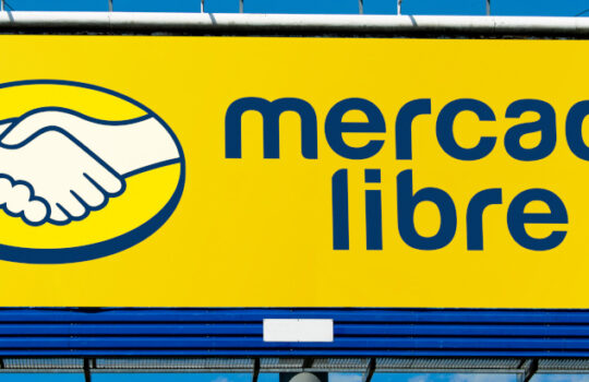 POZNAN, POL - MAY 1, 2022: Advertisement billboard displaying logo of Mercado Libre, an Argentine company that operates online marketplaces dedicated to e-commerce and online auctions