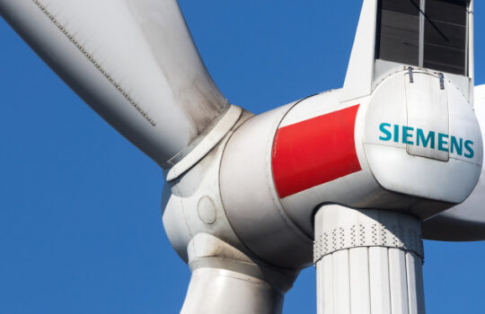 siegen, North Rhine-Westphalia/germany - 01 04 2020: siemens wind turbine near siegen germany