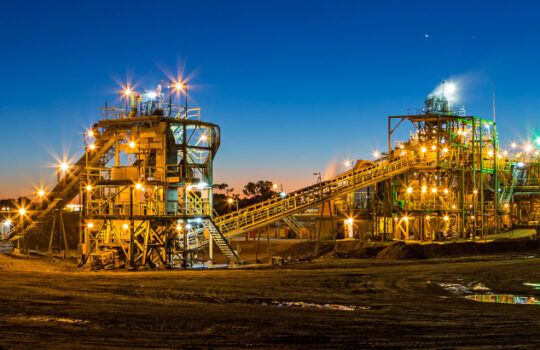 Night view of a copper mine head in NSW Australia