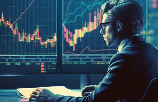 Businessman or investor manages online trading. Generative AI