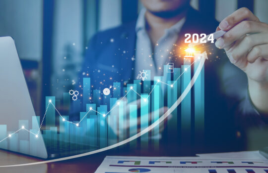 2024 Year, Growing chart of the year, Business growing graph in year 2024, and business analyzing company financial balance, Summary data and long term investment growth target.