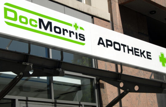 Hamburg / Germany - April 29, 2007: Doc Morris logo in Hamburg, Germany - Doc Morris is Europe's largest mail-order pharmacy