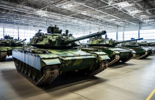 Military factory producing modern tanks for army. Rüstung Rüstungsaktien