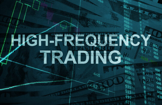 Words High-frequency trading with the financial data on the background.