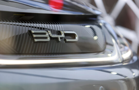 Hong Kong -March 29 2024: BYD auto showroom in Kowloon bay, Hong kong have been open on November 2023. BYD is one of publicly listed Chinese multinational conglomerate manufacturing company headquart