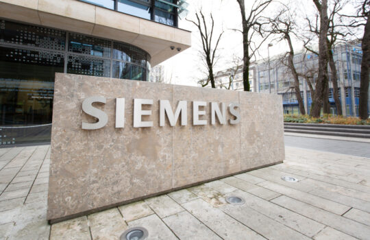 Munich, Germany - Dec 5th, 2019: Inscription logo Siemens in Munich.