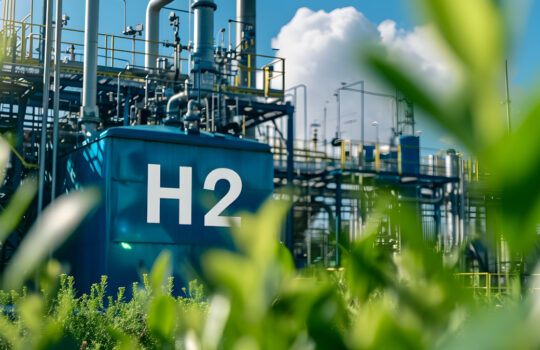 Green hydrogen production. Renewable energy production facility. Green hydrogen gas for clean electricity.