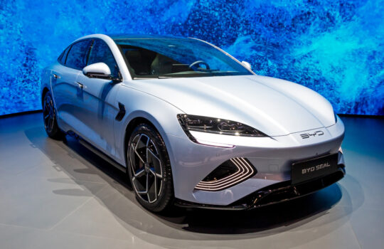 BYD SEAL electric car at the Geneva International Motor Show. Switzerland - Feb 26, 2024.