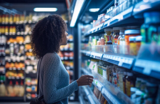 Young woman shopping at a supermarket store