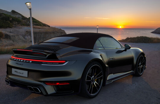 Porsche 911 Turbo S Cabriolet on the road