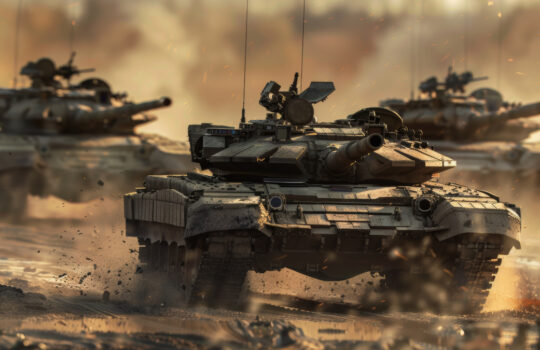 Tanks in battle in a 3D render AI generated illustration