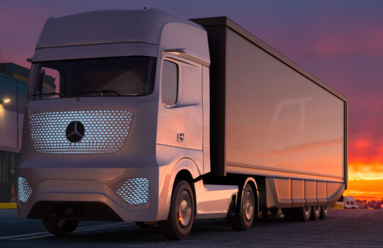 Mercedes electric truck with semitrailer