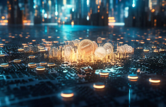 A dynamic representation of various cryptocurrencies and their underlying blockchain technology