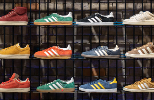 Store shelves with Adidas sneakers, including Gazelle, Campus, Stan Smith on September 2, 2023 in Bangkok, Thailand.