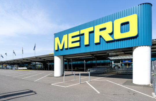 SIEGEN, GERMANY - April 22, 2018: Entrance of a Metro cash & carry market. Metro cash & carry is the largest sales division of the German trade and retail giant Metro AG.