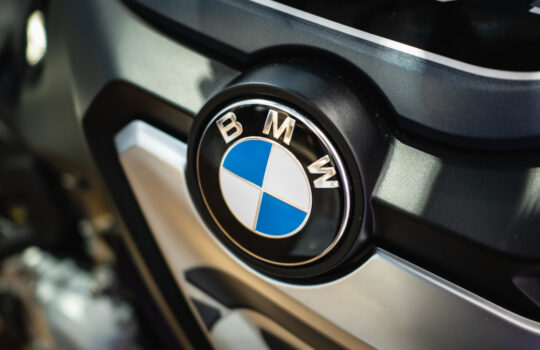 Bangkok, Thailand - February 13, 2019: BMW logo on motorcycle.