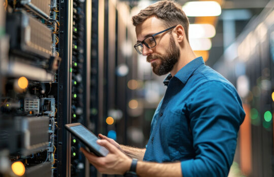 Stacks of large amounts of data on a tablet computer. Analyzes server and automation operations.