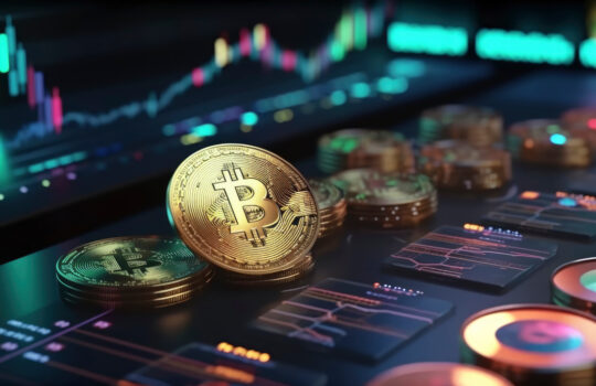 Bitcoin Cryptocurrency with price chart, Generative AI