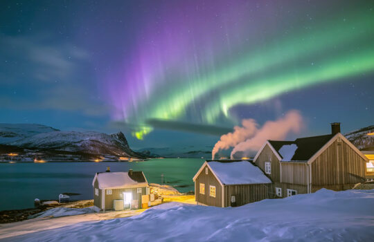 Aurora borealis over Greenland