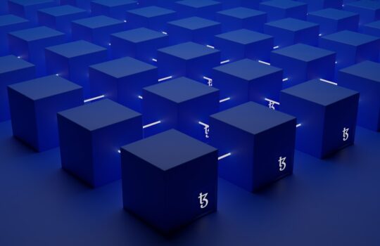 a group of blue cubes with numbers on them