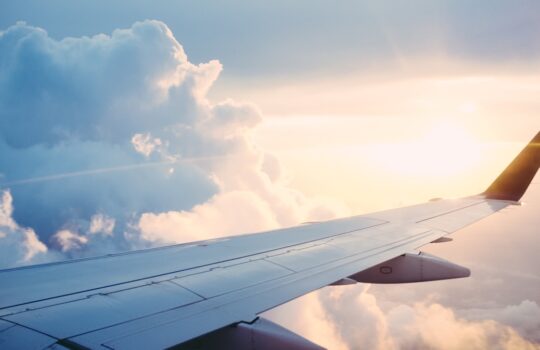 aerial photography of airliner