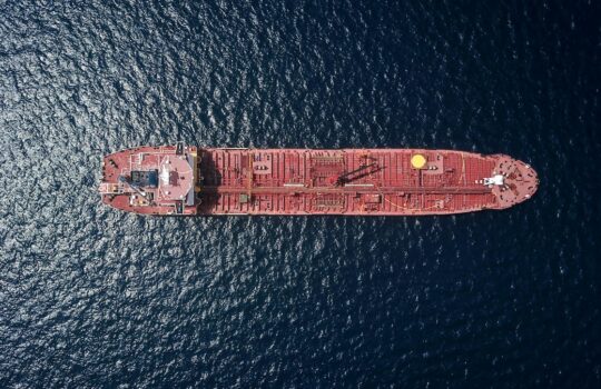 aerial photography of tanker ship